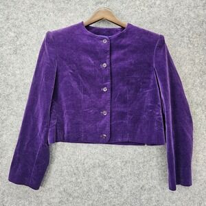 Vintage‎ Crop Bolero Womens XS Purple UPWARD Velvet Whimsigoth Party JAPAN 18x16